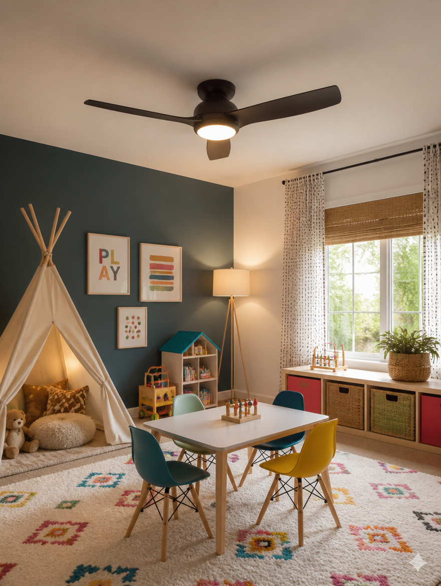 WESTMERE SlimLine Low-Profile Fan in kids playroom