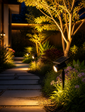 WESTMERE SolarGlow Wall Lamp illuminating garden path