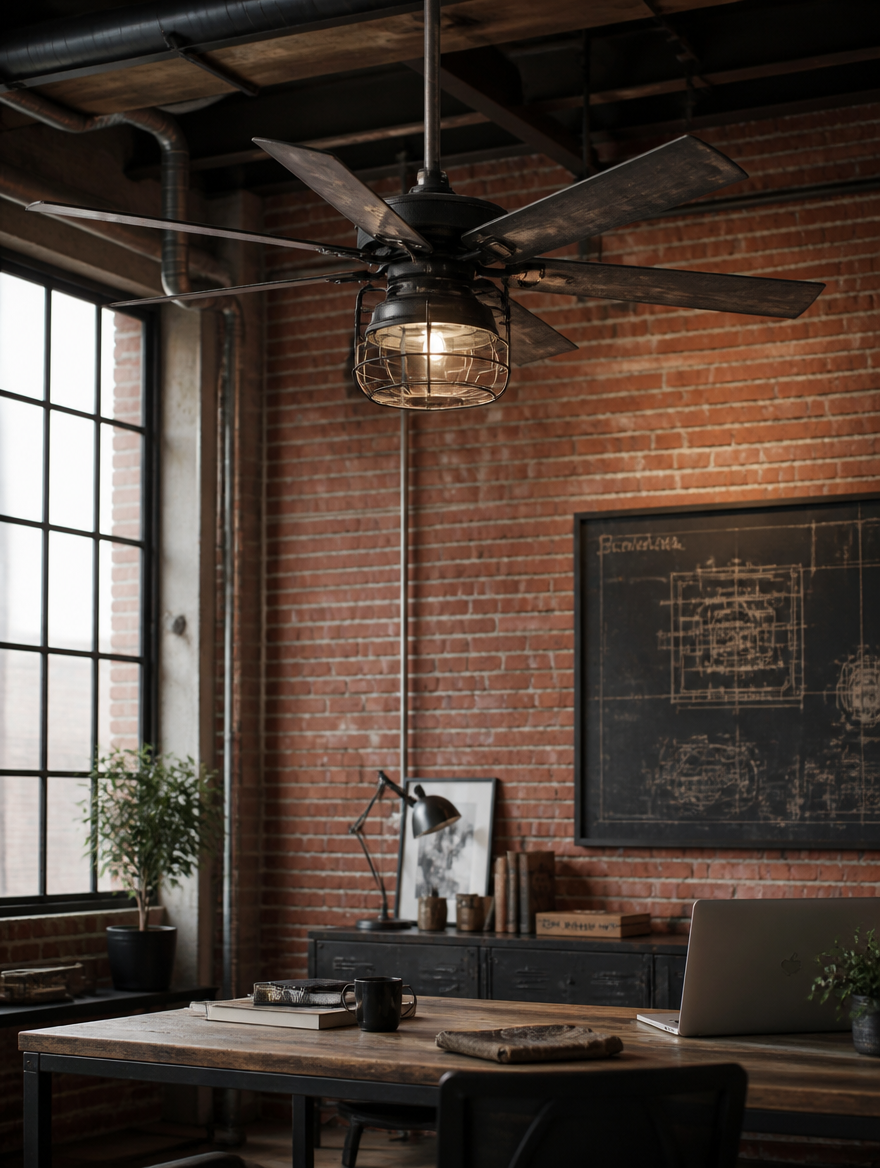 WESTMERE IronForge Industrial Fan in a loft workspace