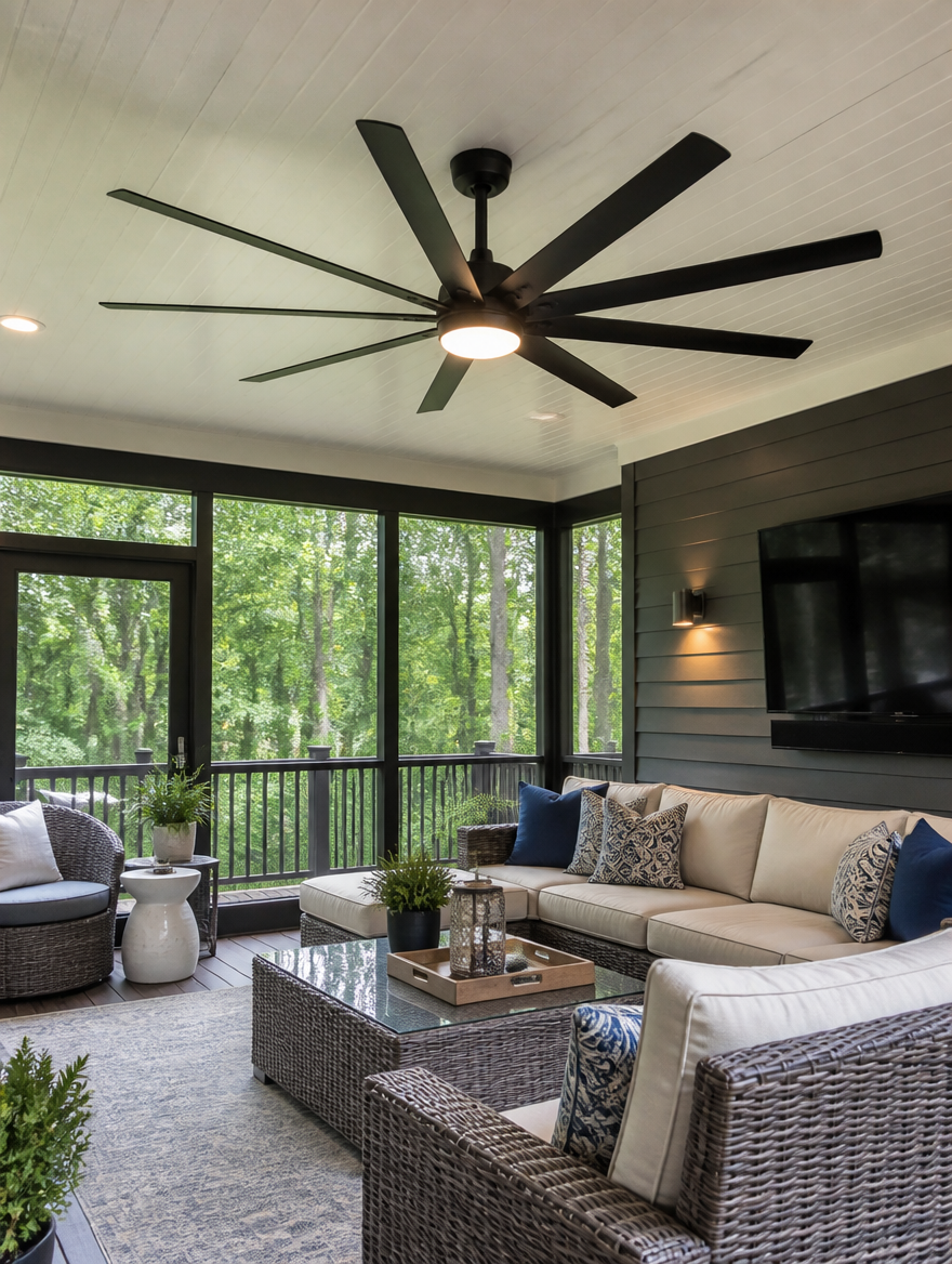 WESTMERE SilentGale Premium Fan on a screened porch