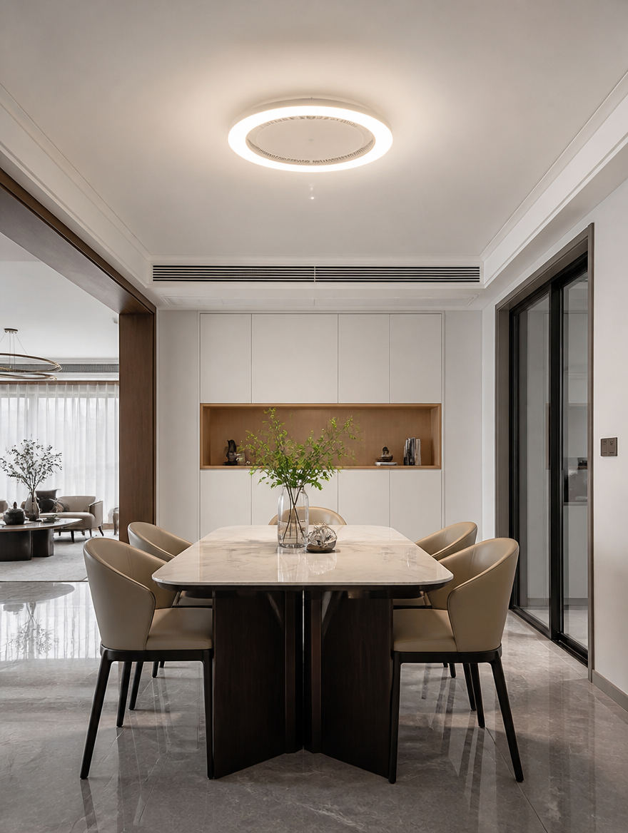 WESTMERE StealthAir Enclosed Fan Light in a dining room