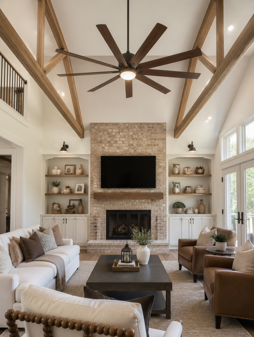 WESTMERE SilentGale Premium Fan in a farmhouse living room