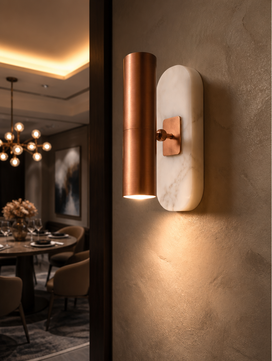 WESTMERE LuxeGlow Crystal Wall Sconce in a dining room