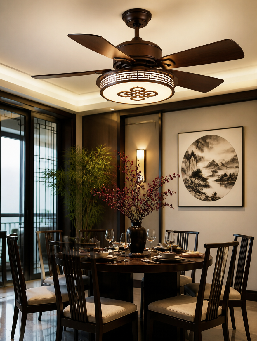 WESTMERE ZenBreeze Decorative Fan Light in a dining room