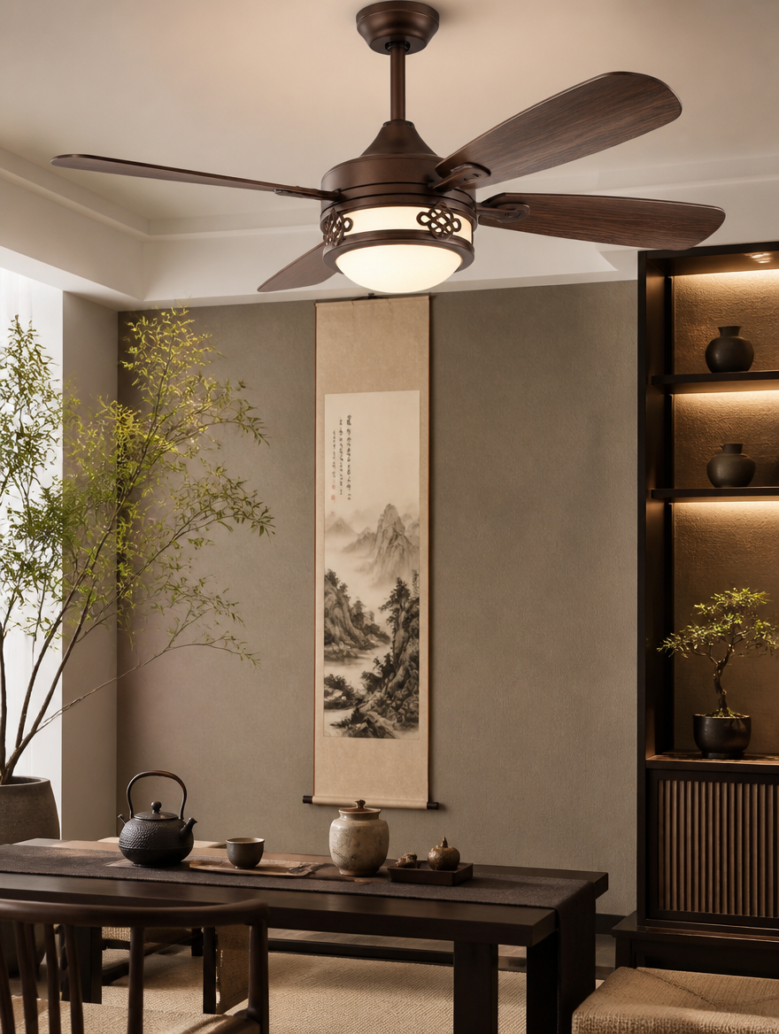 WESTMERE ZenBreeze Decorative Fan Light in a tea room