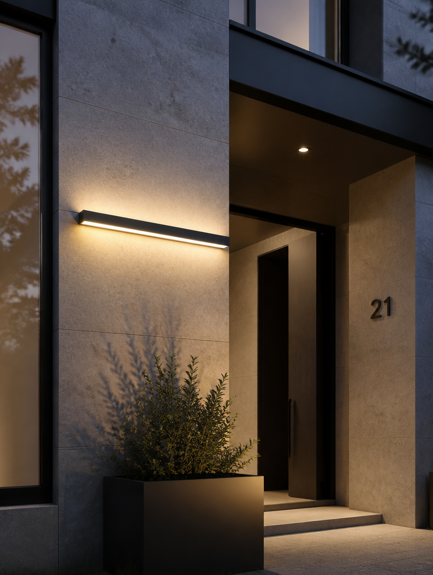 WESTMERE StormGuard Outdoor Wall Light on a building entrance