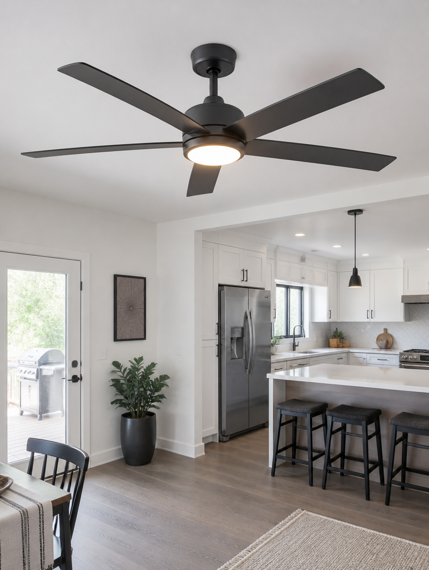 WESTMERE SocketBreeze E27 Fan Light in modern kitchen