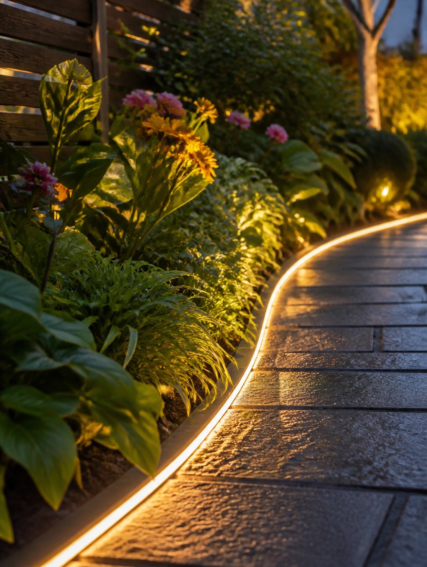 WESTMERE SolarStrip COB LED Tape along garden pathway