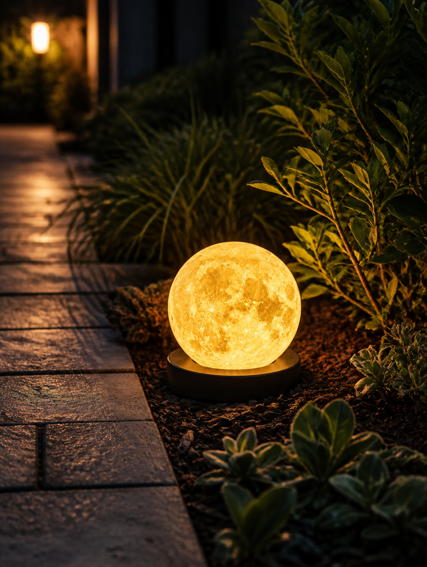 WESTMERE MoonGlow Solar Ground Light on garden walkway