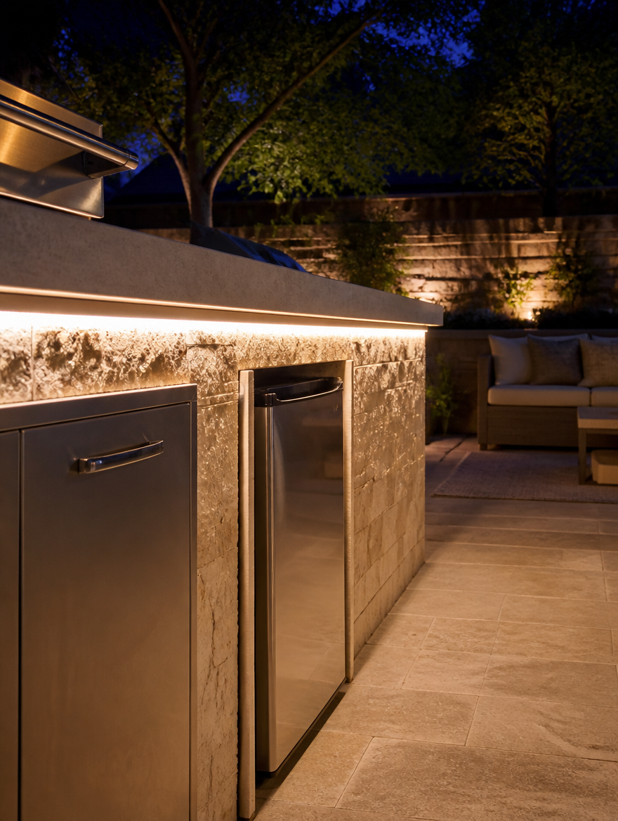 WESTMERE SolarStrip COB LED Tape under outdoor kitchen counter