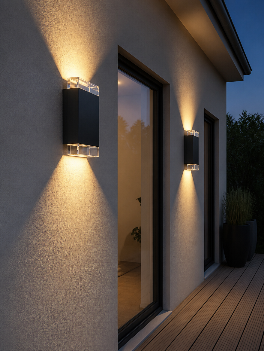 WESTMERE StormGuard Outdoor Wall Light on building facade