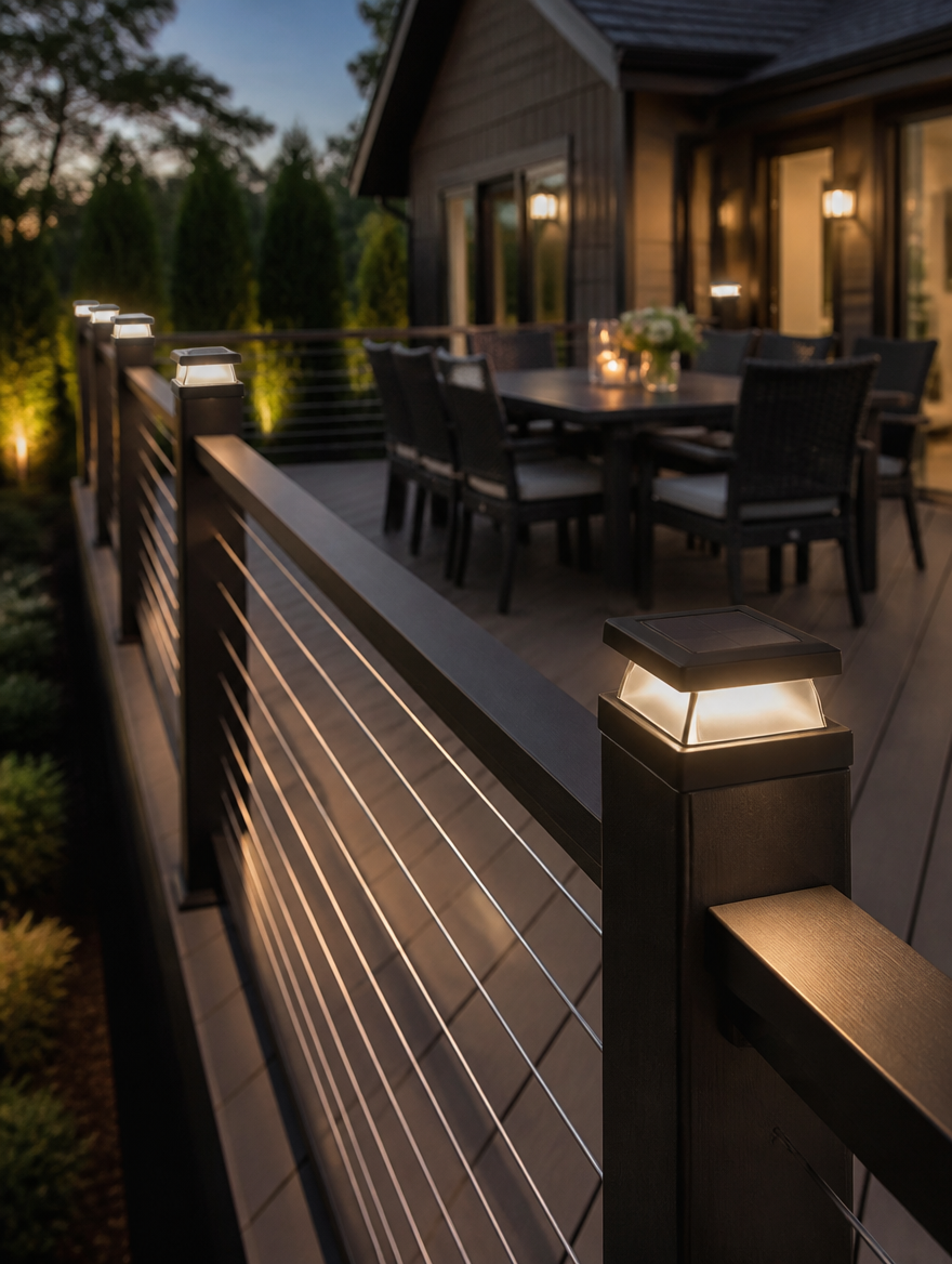 WESTMERE SolarStep Deck Lights mounted on fence posts