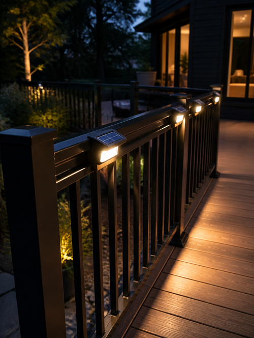 WESTMERE SolarStep Deck Lights on patio steps at night