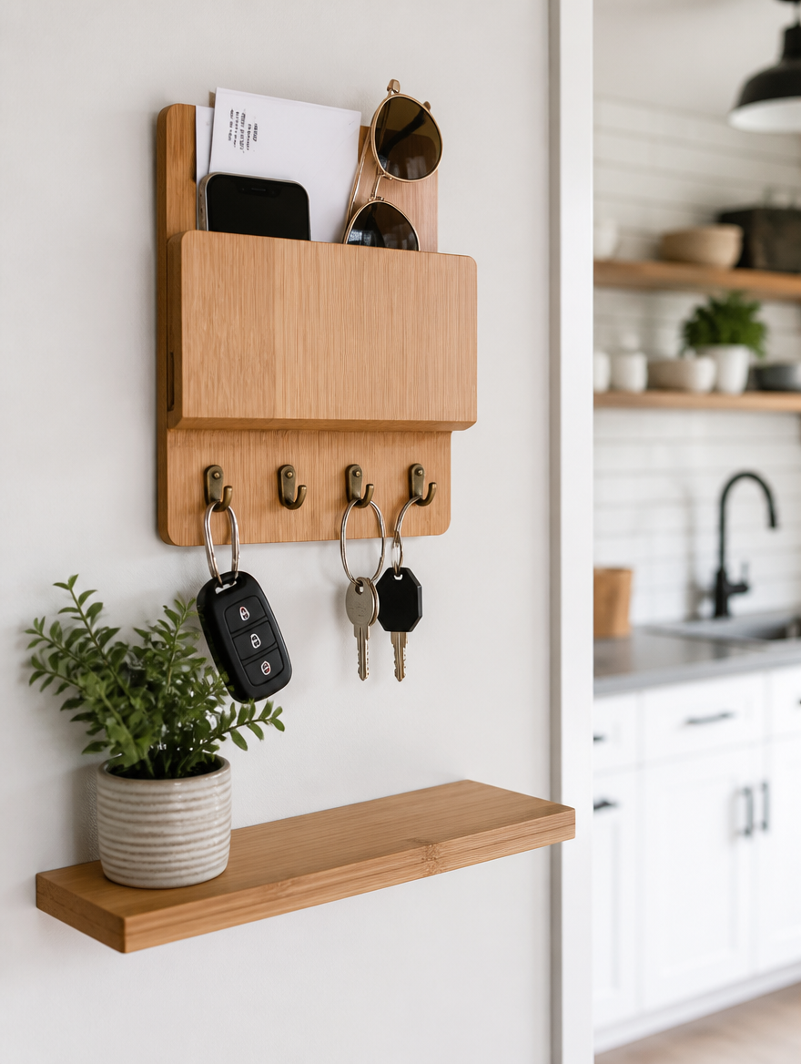 WESTMERE BambooHook Key Organizer beside front door