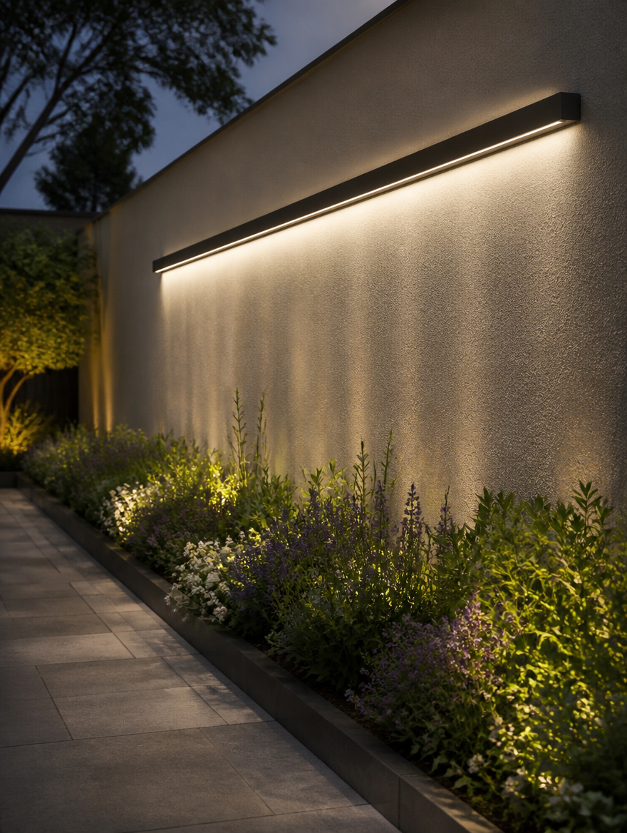 Modern IP65 LED Long Wall Lamp - Contemporary bathroom installation