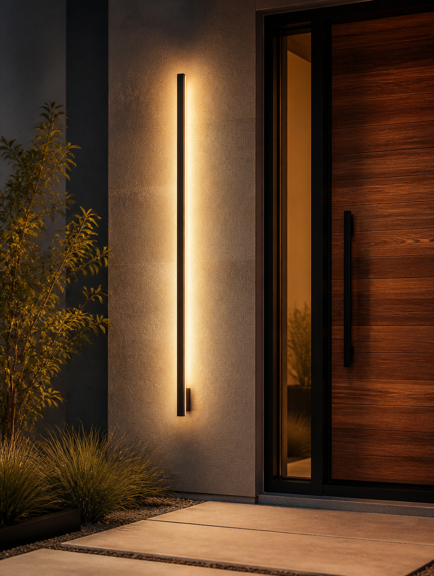 Aluminum Strip LED Outdoor Wall Sconce - Architectural detail