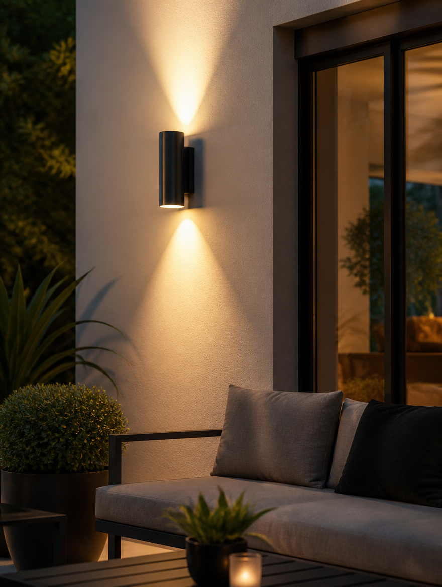 Aluminum COB Waterproof Wall Sconce - Installed on exterior wall