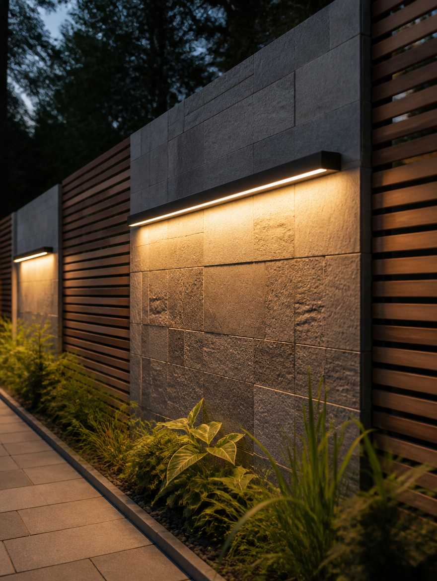 Aluminum Strip LED Outdoor Wall Sconce - Modern patio lighting