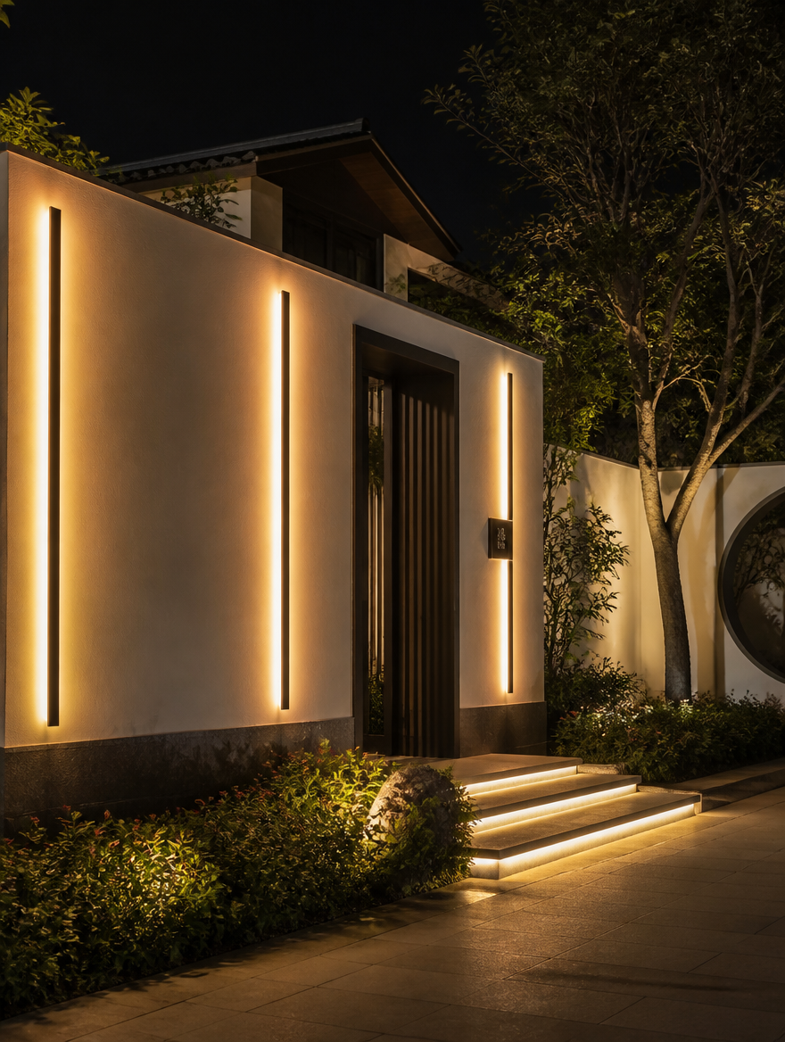 Aluminum Strip LED Outdoor Wall Sconce - Entryway installation