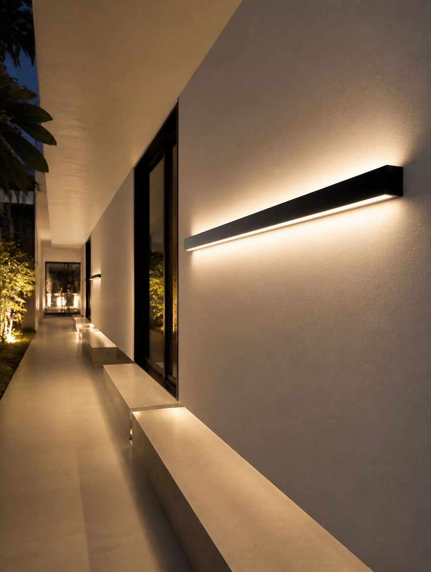 Long Strip LED Outdoor Wall Light - Modern corridor exterior