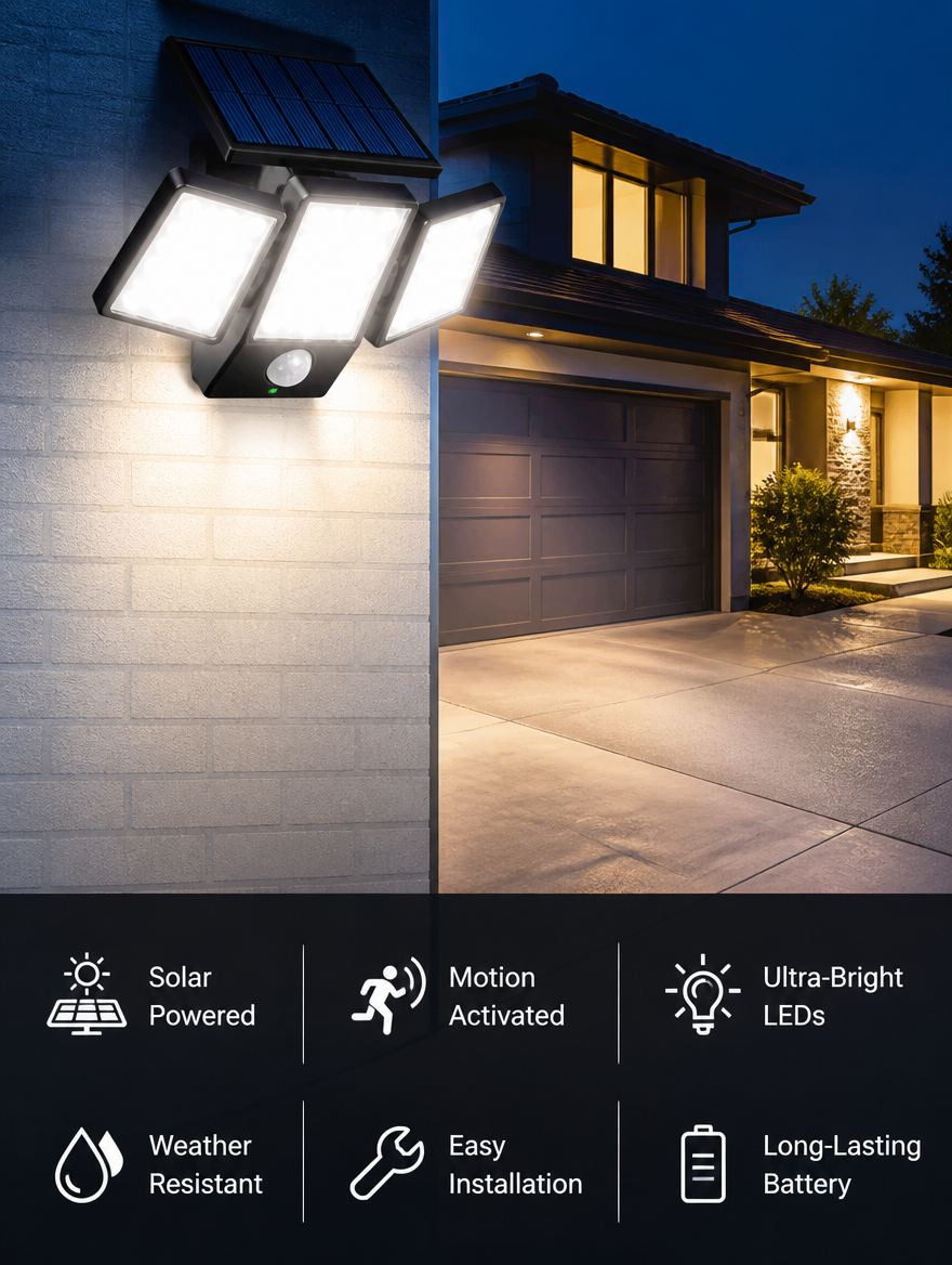 Solar Motion Sensor Wall Light - Driveway security lighting