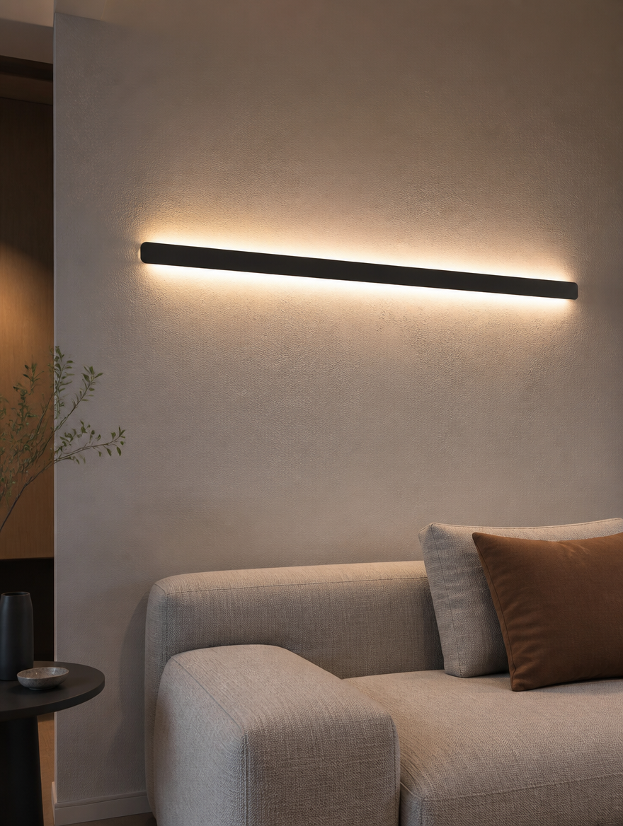 Nordic modern LED wall sconce in minimalist living room