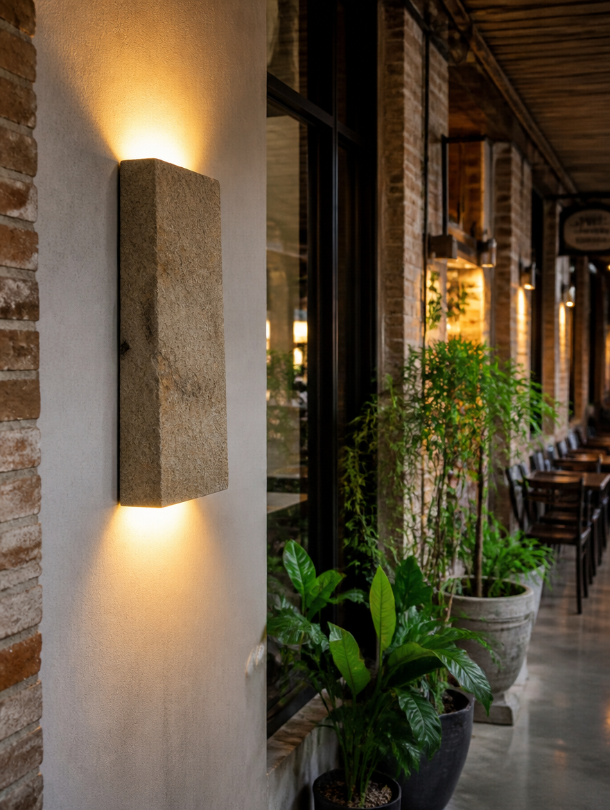 ZenStone Wabi Sabi Wall Lamp in minimalist space