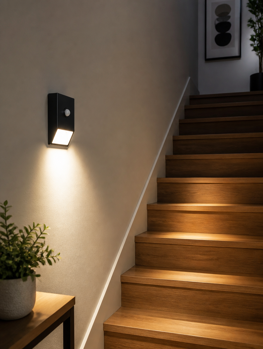 LumiSense Motion Wall Sconce in stairway