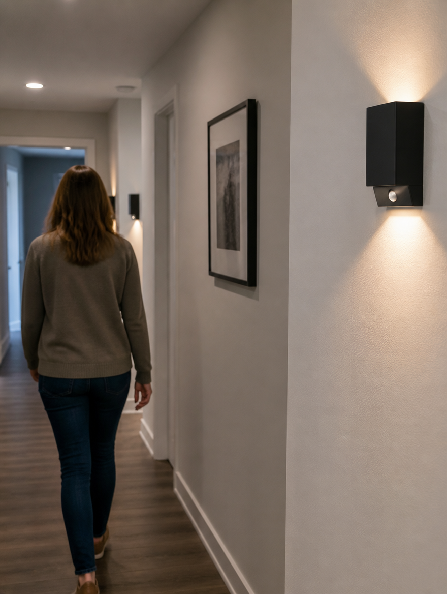 LumiSense Motion Wall Sconce in hallway