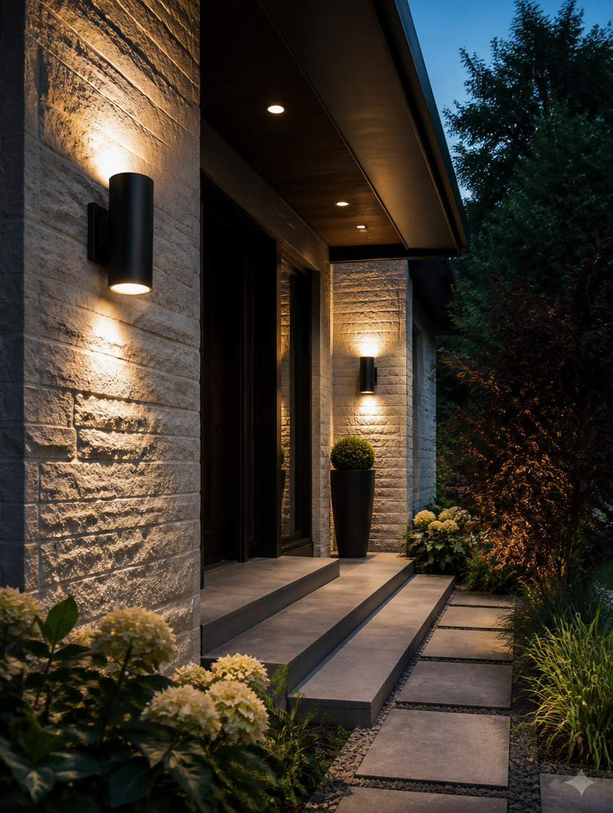 ArmorGlow IP65 LED Outdoor Wall Lamp on front porch