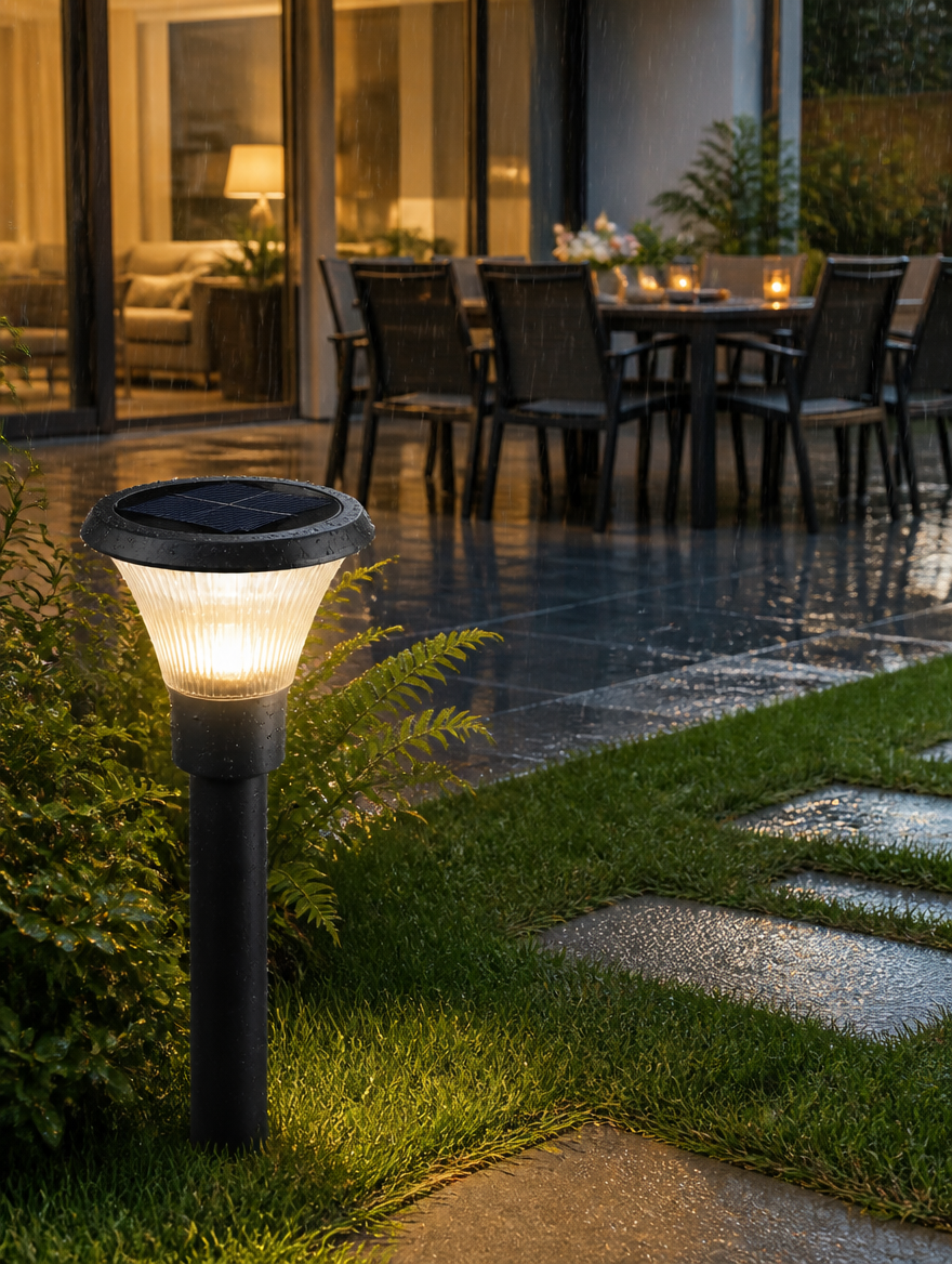 TerraSol Solar Pillar Lamp backyard patio