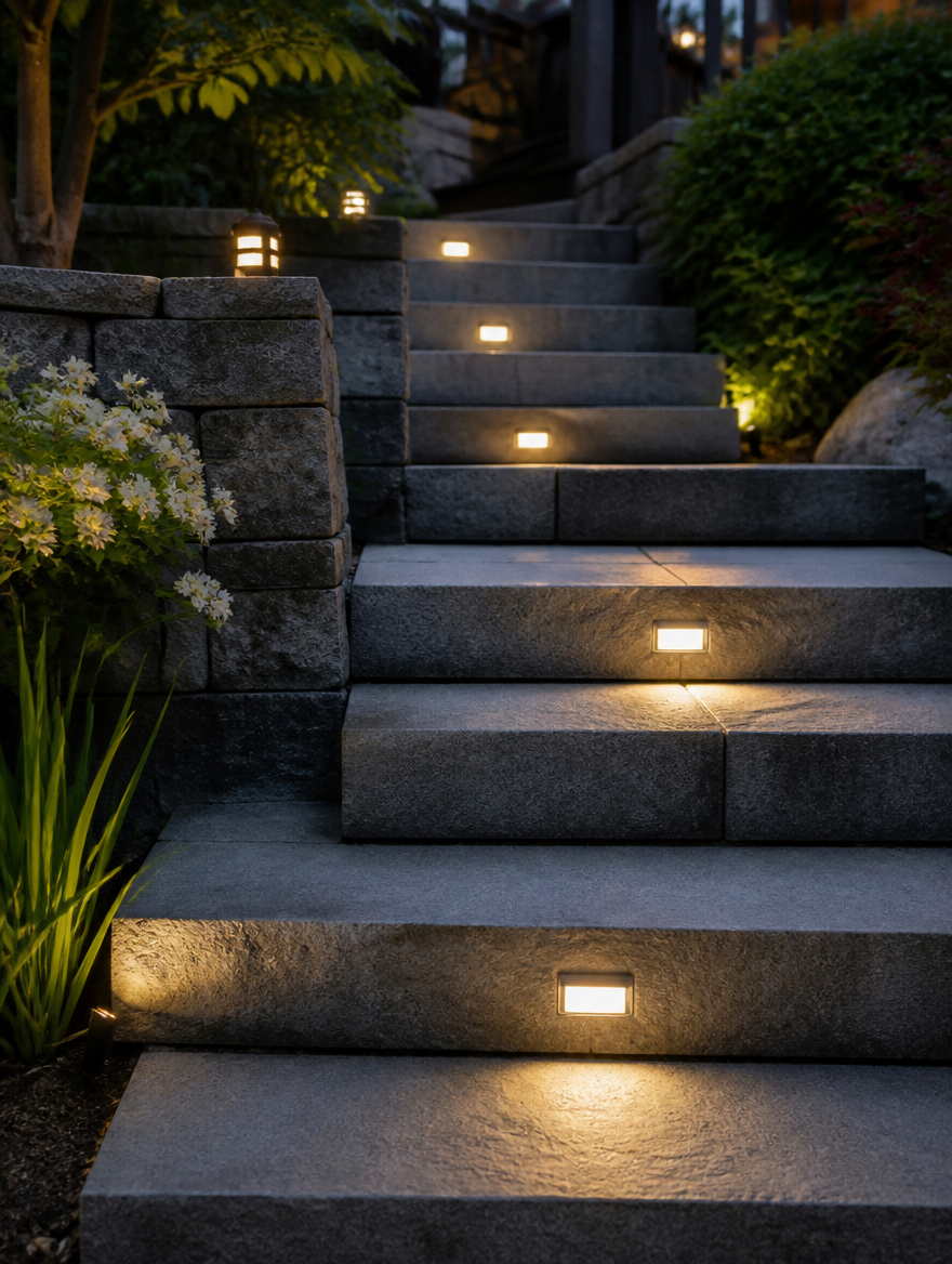 StepSense Recessed Stair Light outdoor stone steps