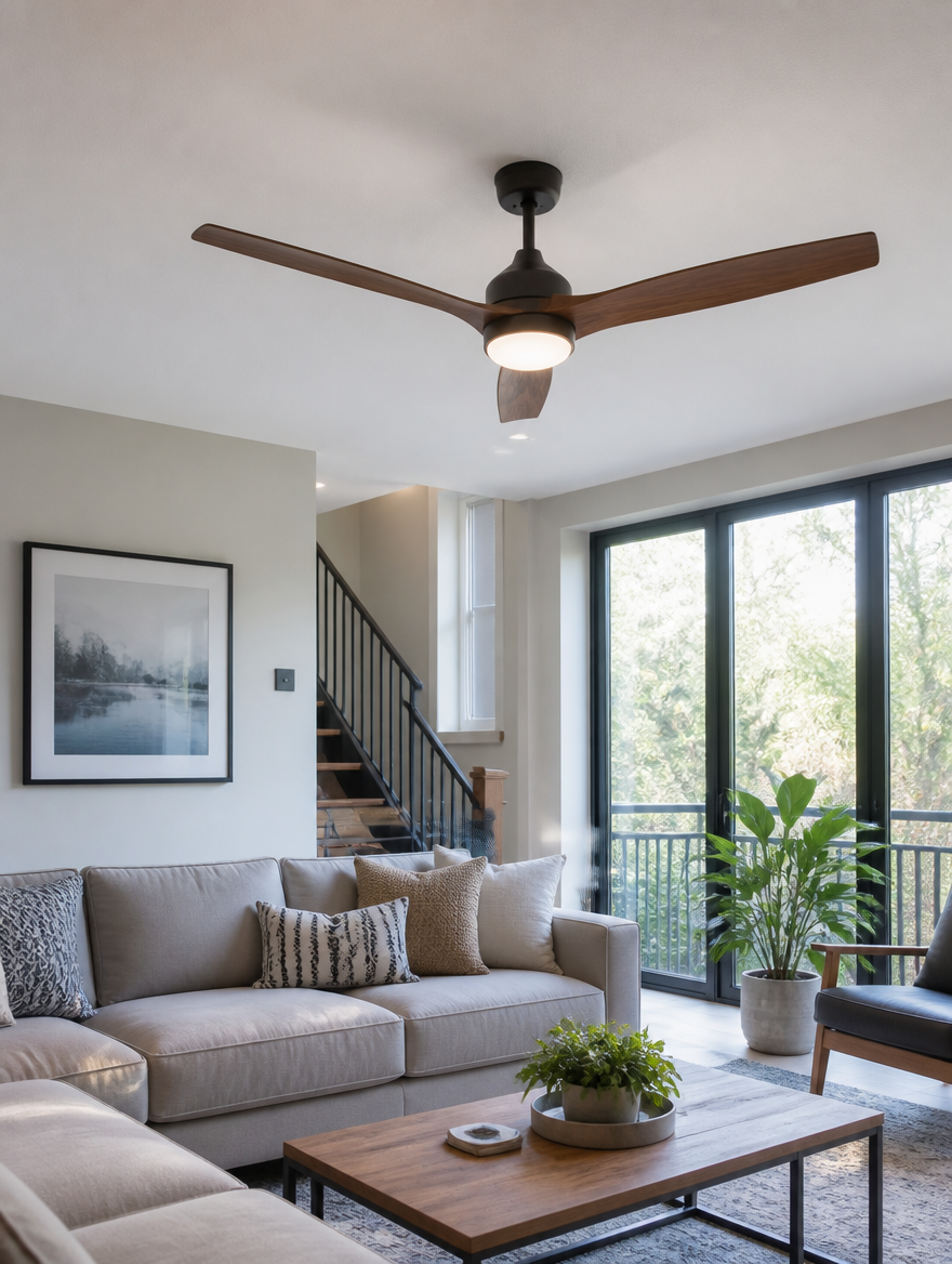 AeroBlade LED Ceiling Fan in living room