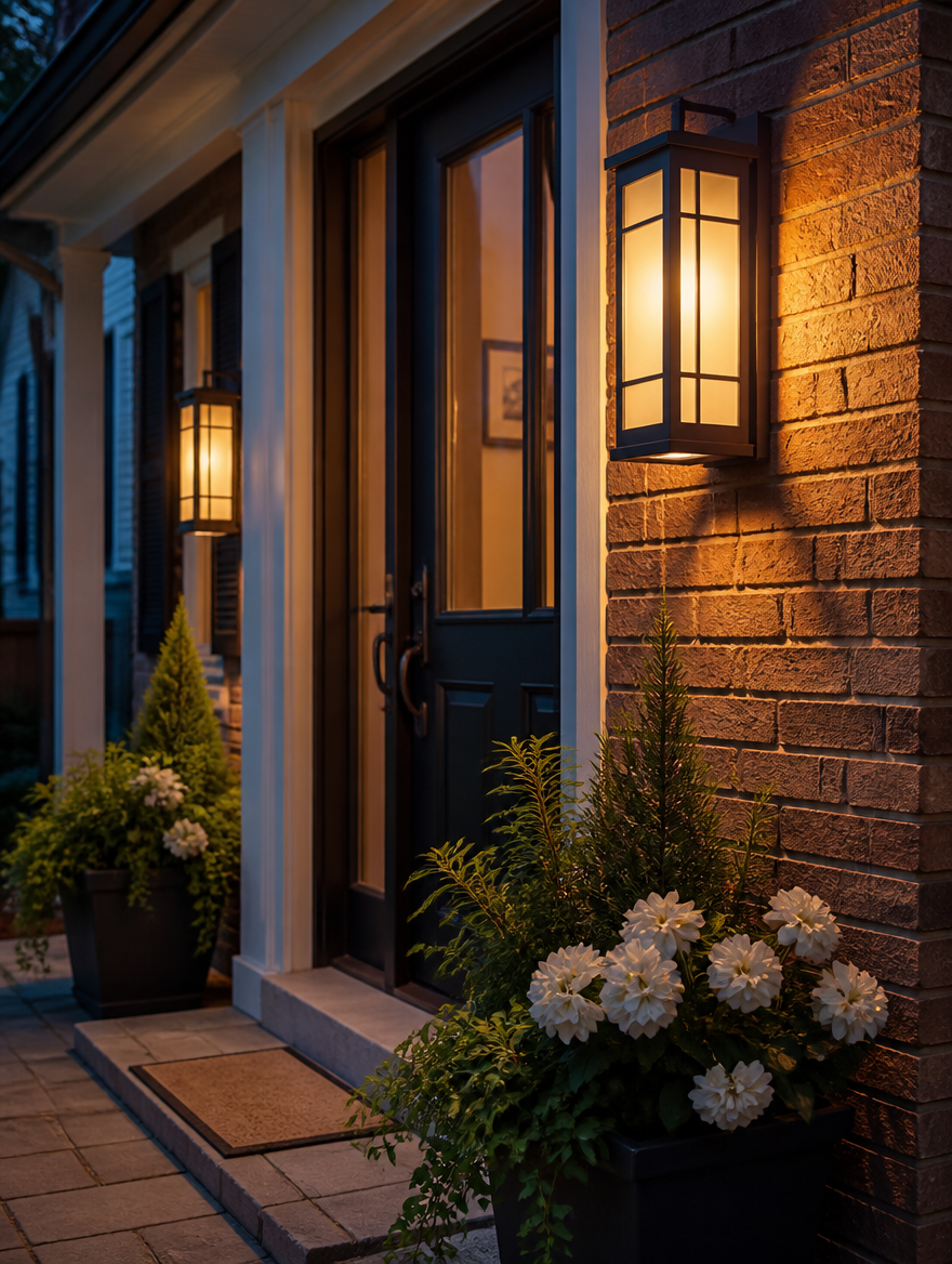 HeritageLux Rectangle Wall Light on a porch
