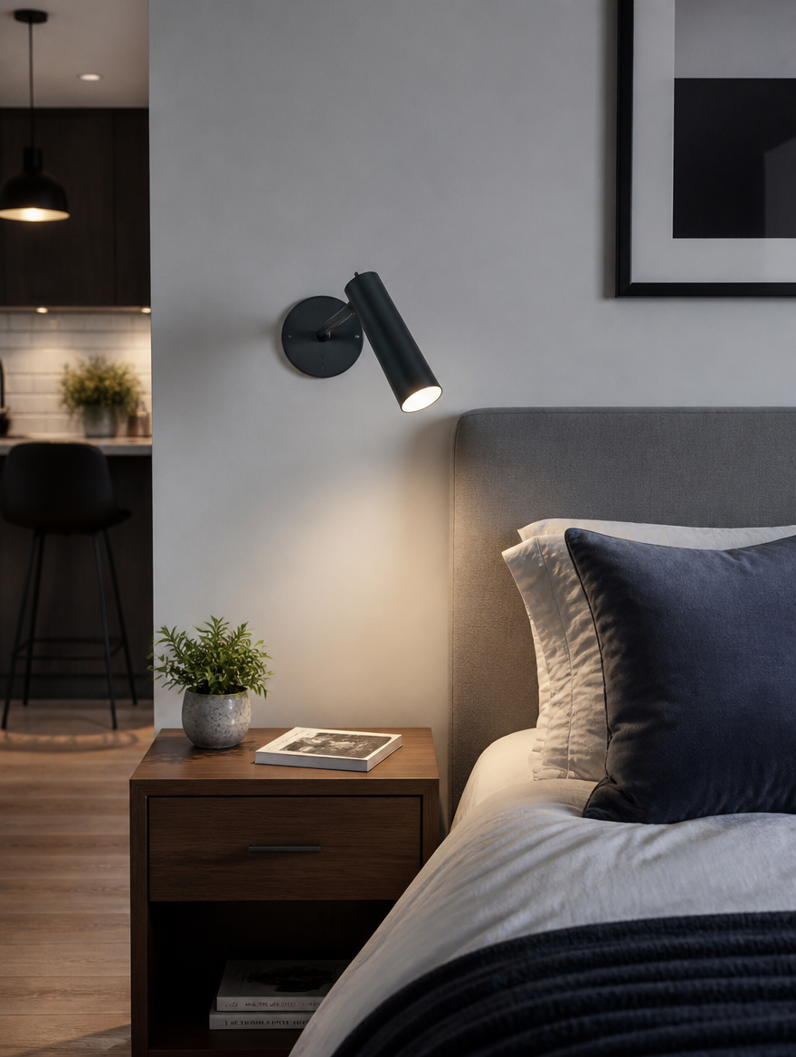 PivotBeam Adjustable Wall Sconce in a studio