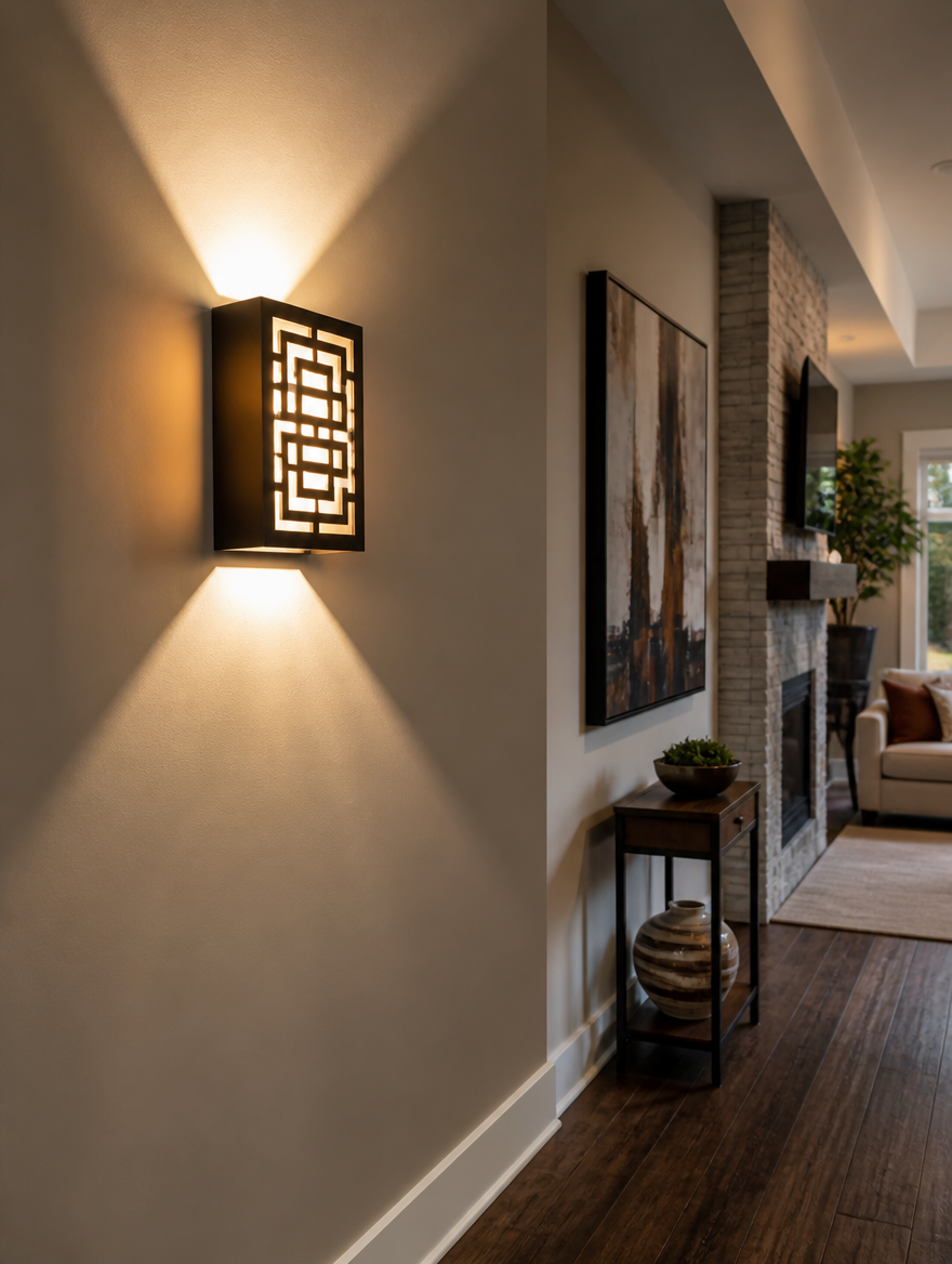 HeritageLux Rectangle Wall Light in a corridor