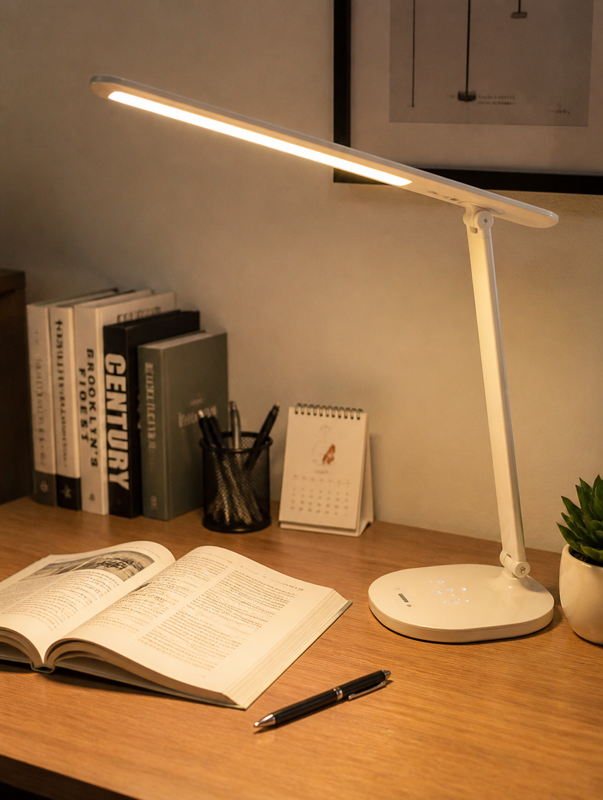 LumiTouch Rechargeable Desk Lamp on a study desk