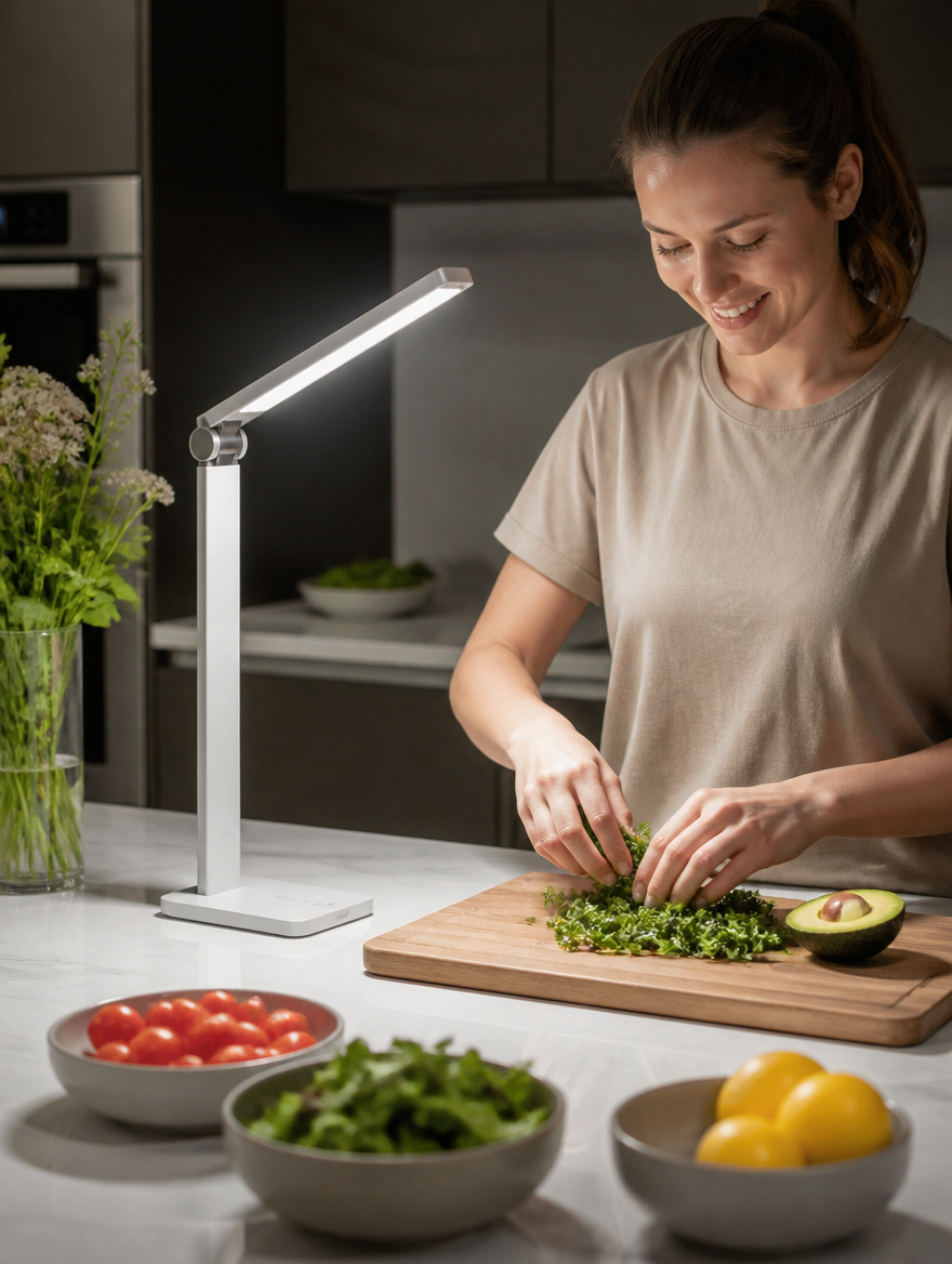 LumiTouch Rechargeable Desk Lamp on a kitchen counter