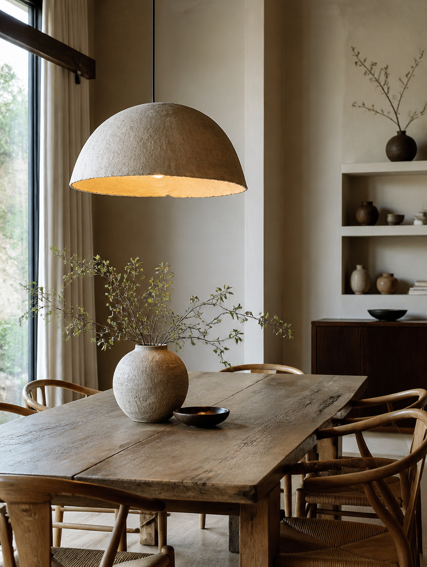 WabiSabi Pendant Ceiling Light over a dining table