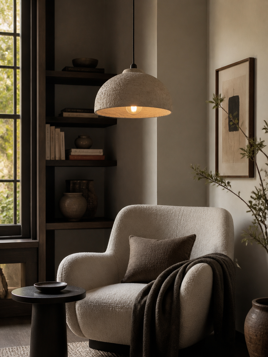 WabiSabi Pendant Ceiling Light in a reading nook