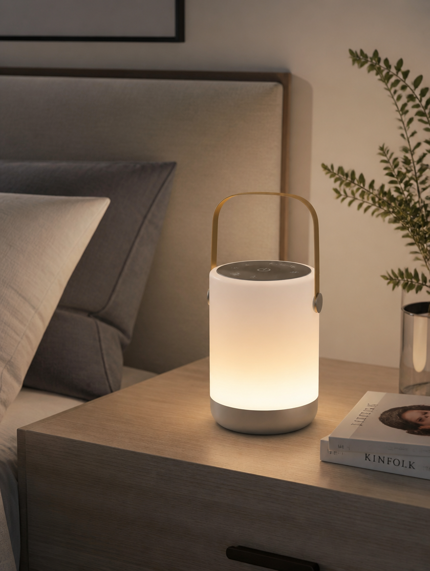 LumiTouch Rechargeable Desk Lamp on a nightstand