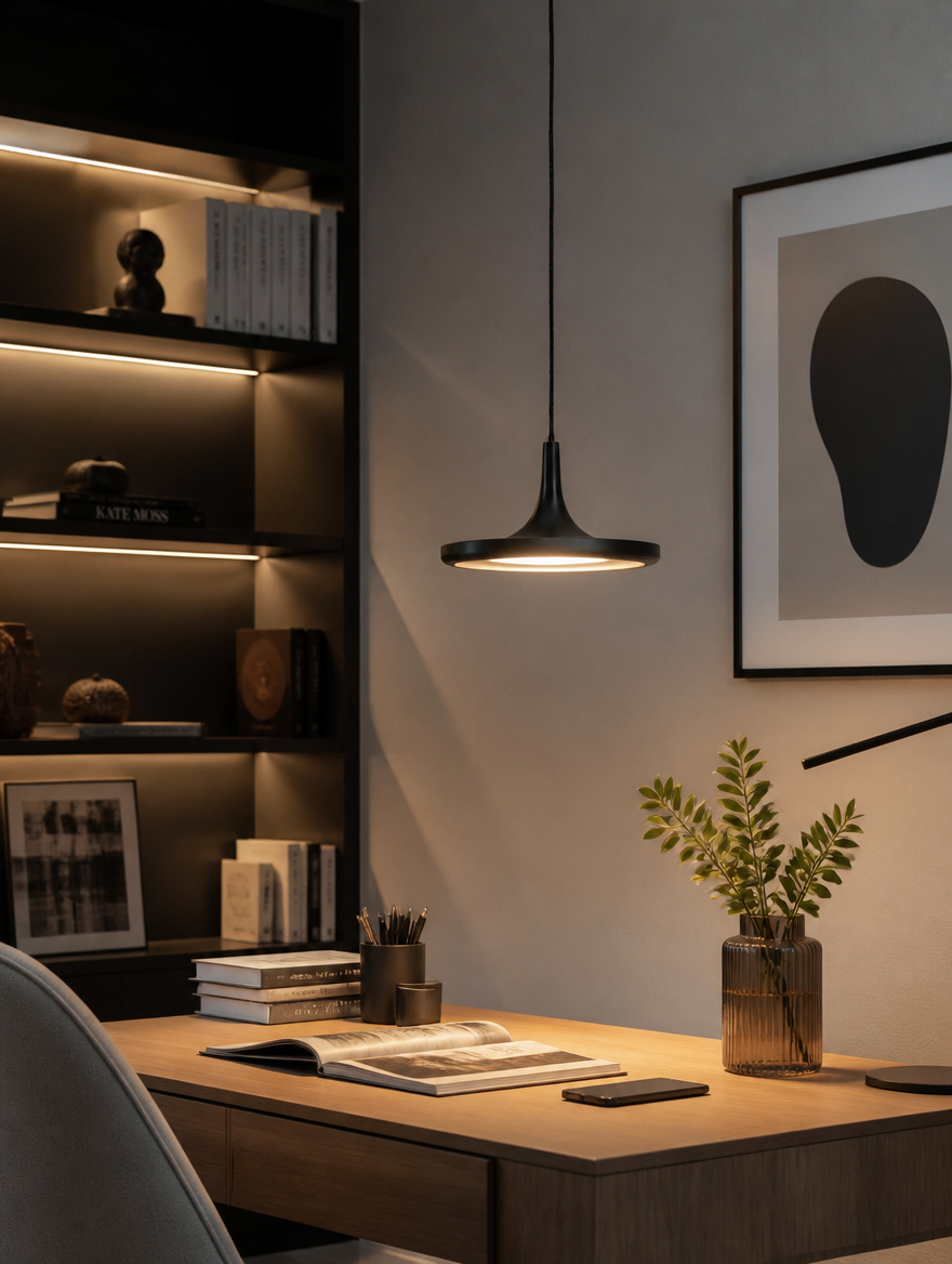 Nordic LED pendant lamp in home office study