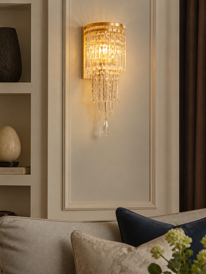 Luxury wall lamp in elegant living room alcove