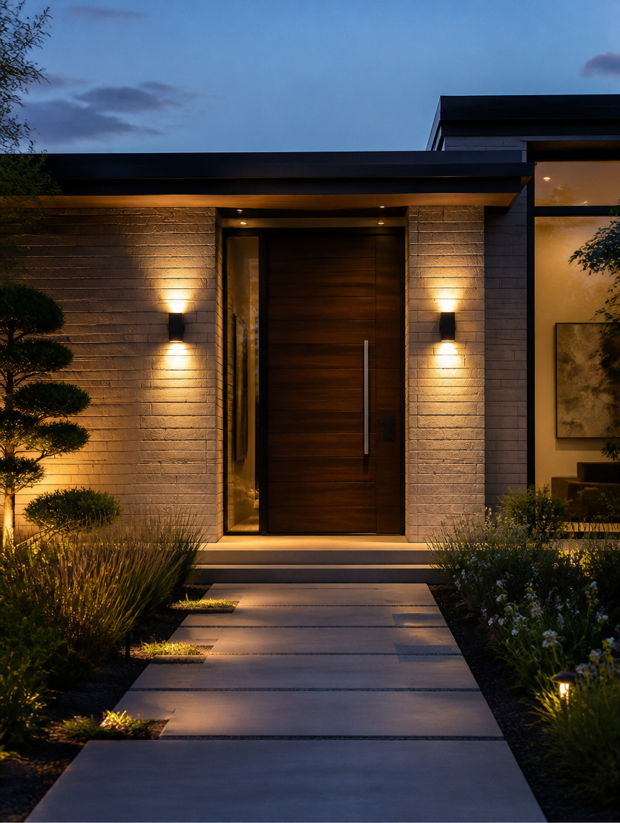 TerraGuard IP65 Outdoor Wall Lamp at modern home entrance