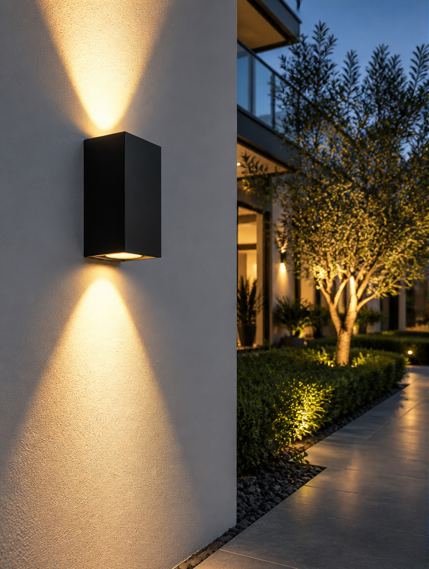 TerraGuard IP65 Outdoor Wall Lamp on modern house exterior