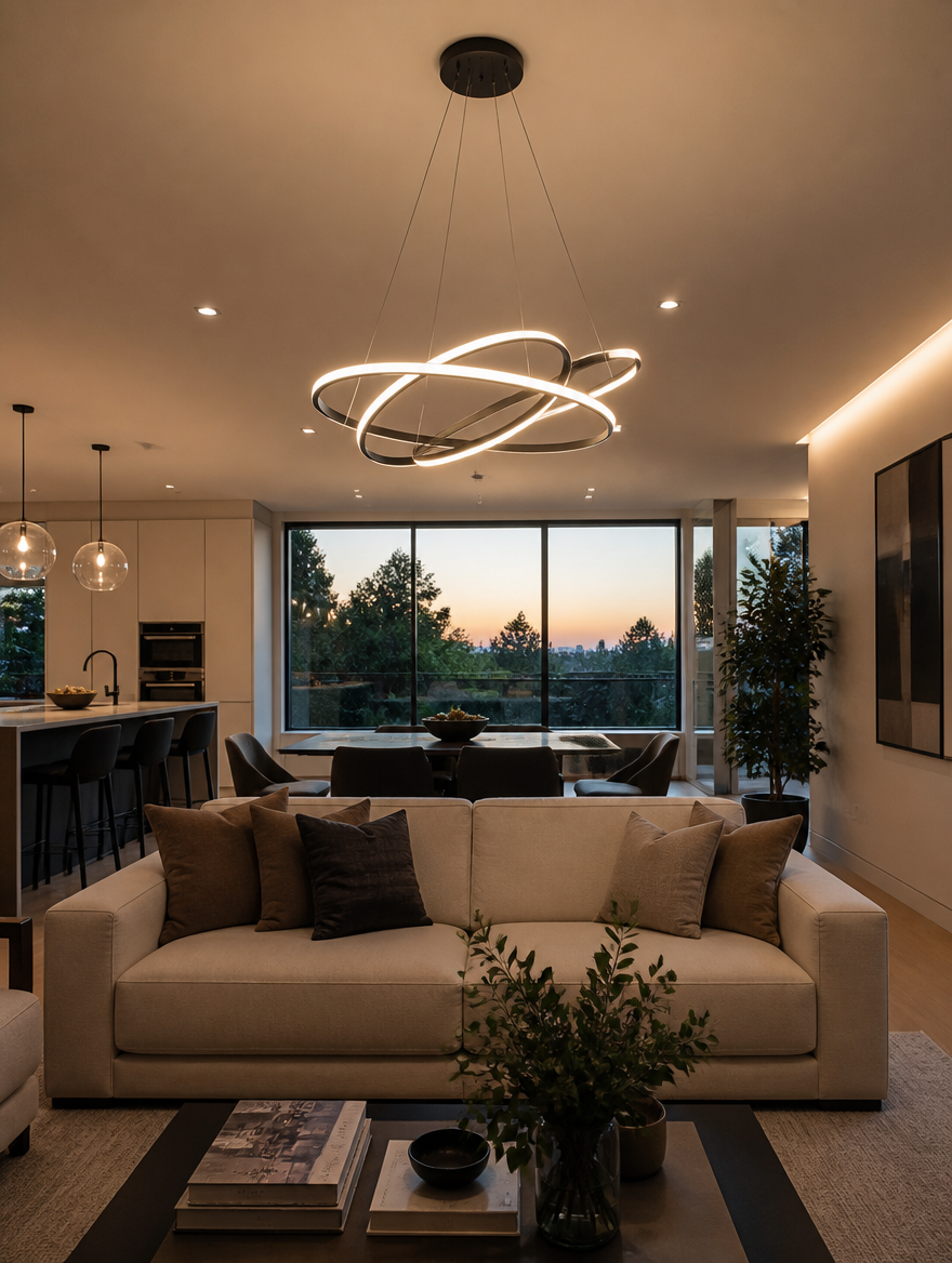 CelestRing Modern LED Pendant Chandelier in living room