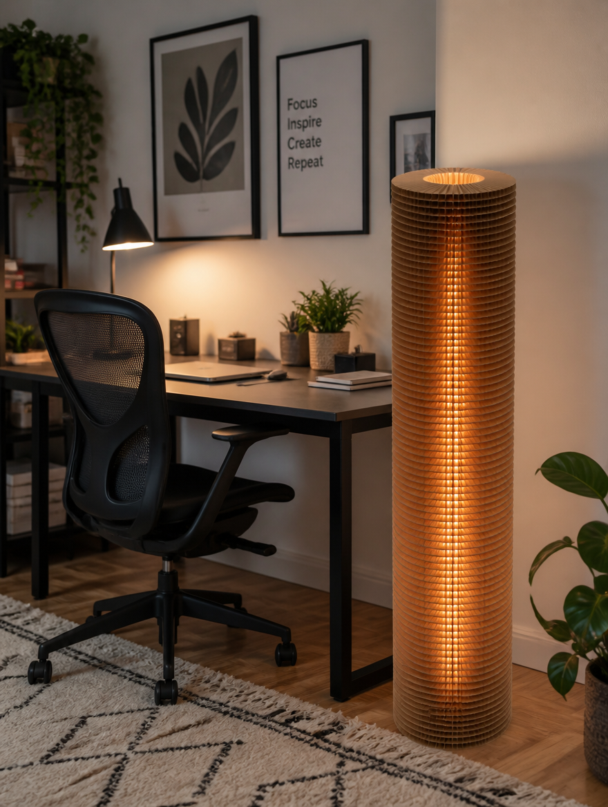 PaperGlow LED Floor Lamp in modern home office