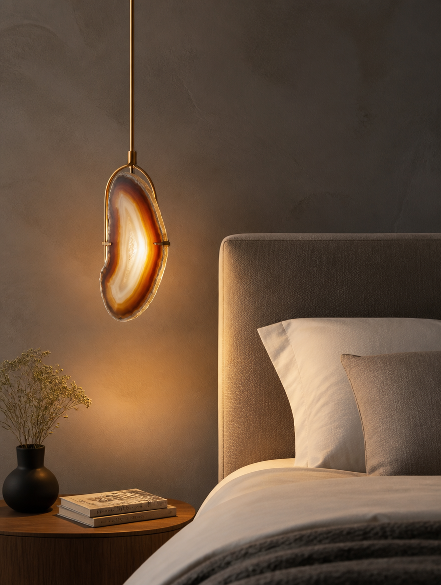 AgateGlow Vintage Pendant Light as bedside light