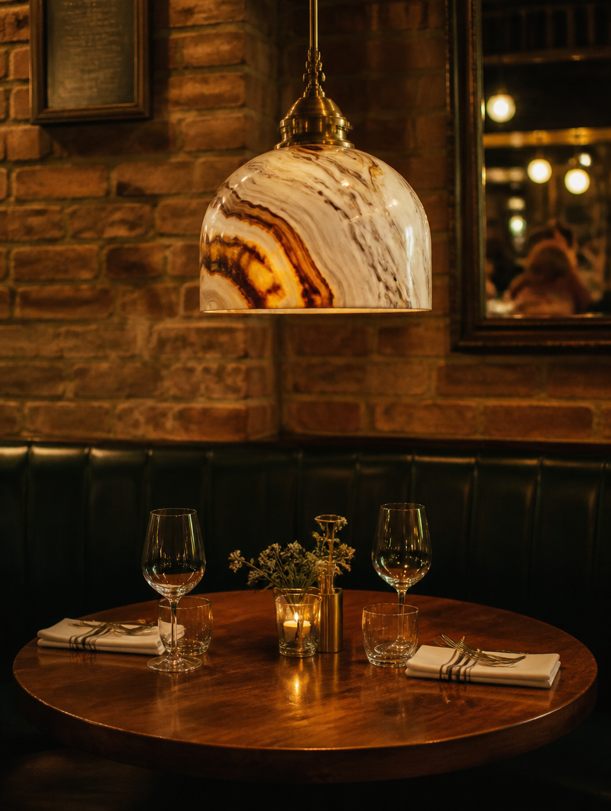 AgateGlow Vintage Pendant Light in intimate restaurant