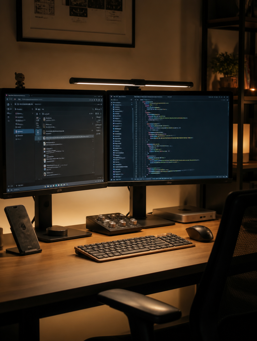 LumiBar LED Monitor Light dual monitor workspace